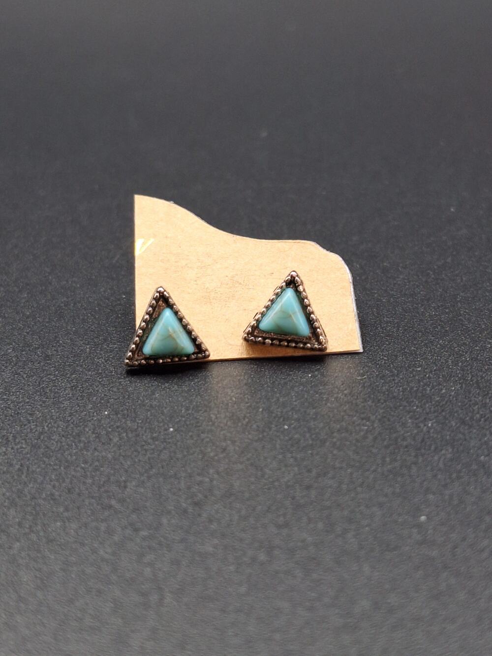 Southwestern Faux Turquoise Triangle Stud Earrings Boho Geometric Gift